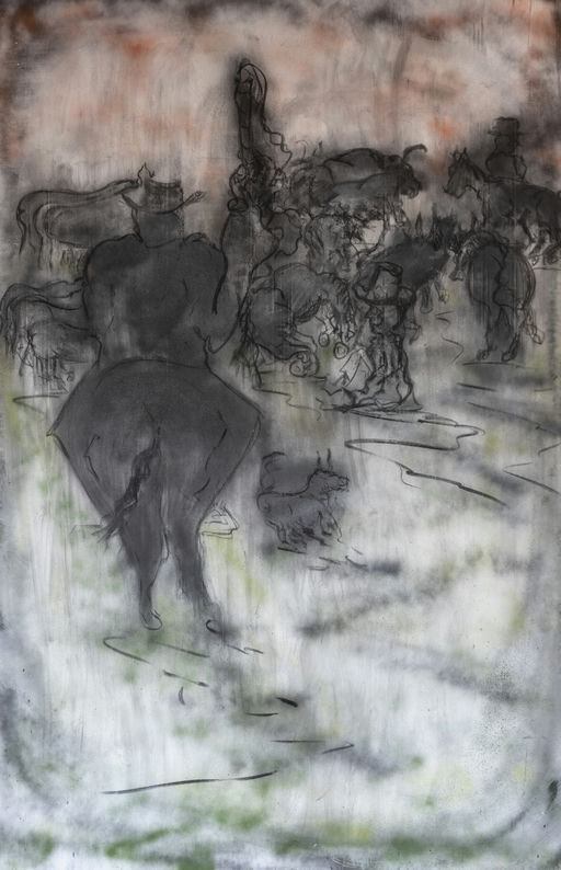 Tropeiro, 2018 Série Um Gaúcho carvão e pastel sobre polionda 200 x 130 cm
