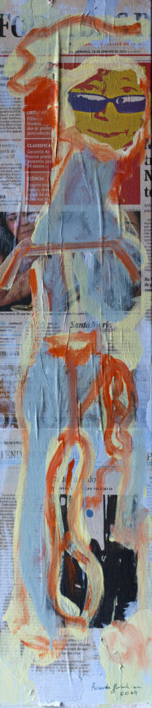 Yoko, 2014 Série Andanças acrílica e colagem sobre tela 90 x 20 cm