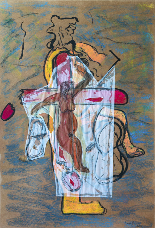 Insinuação, 2014 Série Andanças giz pastel, nanquim e colagem sobre papel kraft 96 x 66 cm