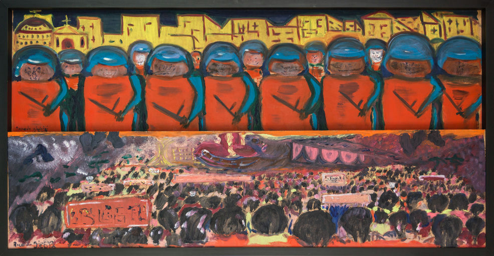 As ruas do meu país (díptico), 2013 Série Um Gaúcho óleo sobre madeira 63 x 130 cm