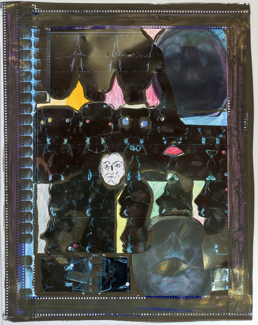 Semblantes, 2014 Série TransAparente lápis de cor, nanquim e colagem de chapas de RX sobre papel 55,4 x 43,5 cm