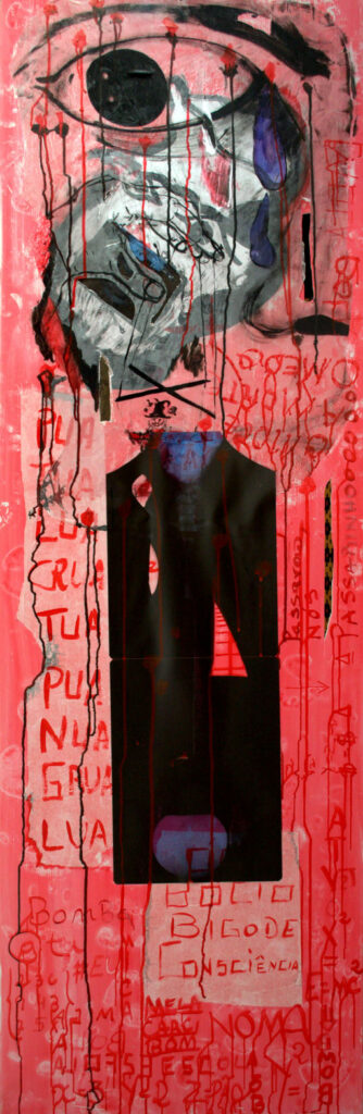 sem título, 2015 Série TransAparente tinta acrílica, jornal, nanquim, giz sobre chapa de polionda backlight