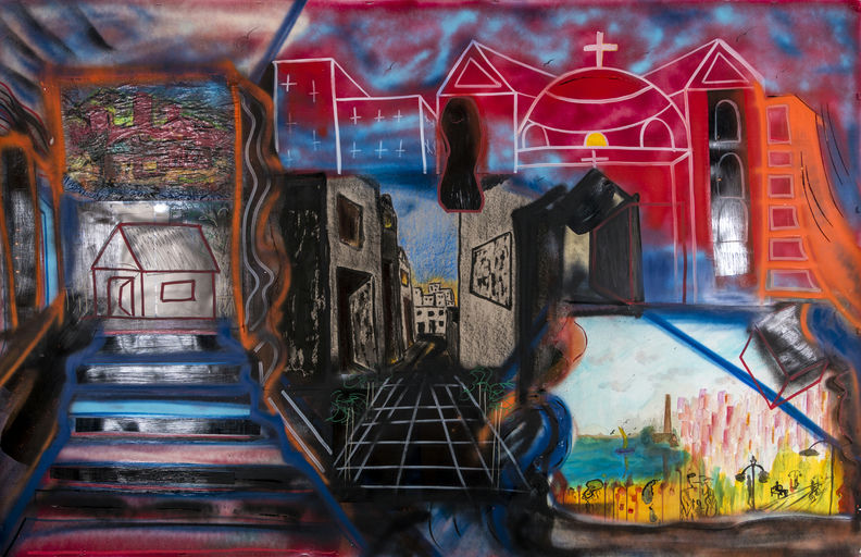 sem título, 2015 Série TransAparente lápis de cor, nanquim e colagem de chapas de RX sobre papel