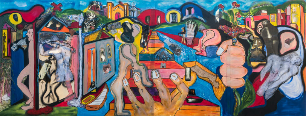 Humana paisagem, 2016 Série Urbano Caos desenho e pintura sobre backlight 200 x 520 cm