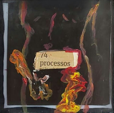 sem título, 2016 Série TransAparente jornal, nanquim, giz e backlight 10 x 10 cm