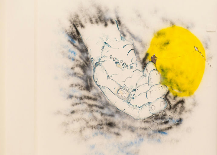 Sem Título, 2018 Série Efêmeras Grafitagem produzida no salão principal do Museu de Arte Contemporânea do Mato Grosso do Sul para a exposição individual TransAparente. 250 x 200 cm